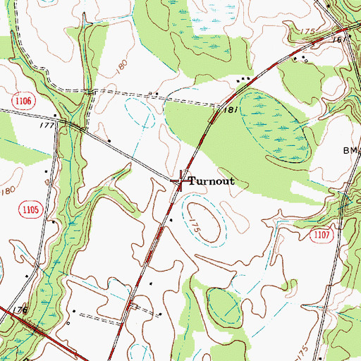 Topographic Map of Turnout, NC