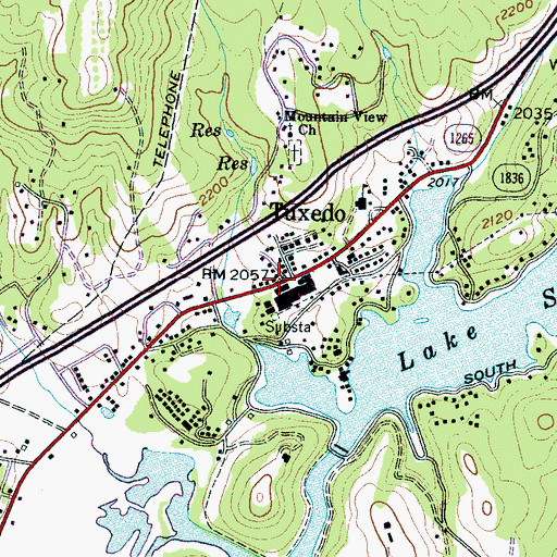 Topographic Map of Tuxedo, NC