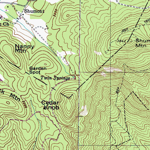 Topographic Map of Twin Springs, NC