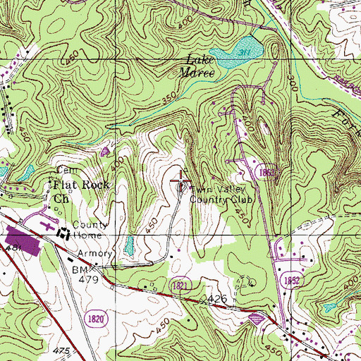 Topographic Map of Twin Valley Country Club, NC