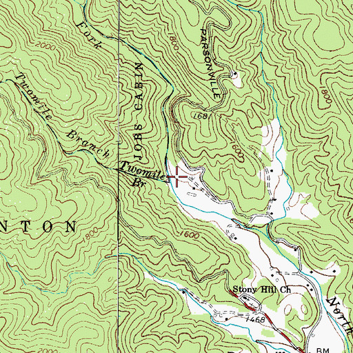 Topographic Map of Twomile Branch, NC