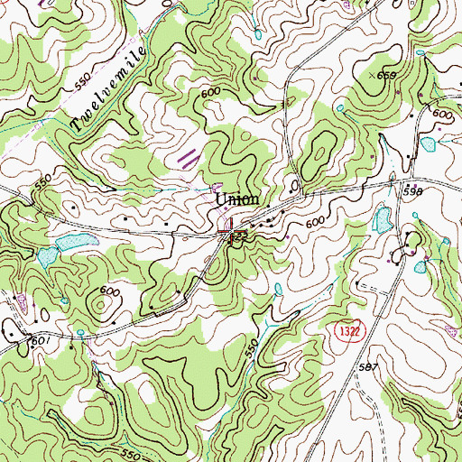 Topographic Map of Union, NC