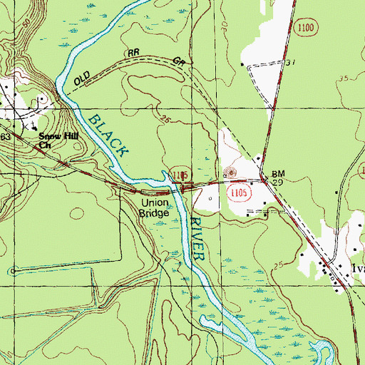 Topographic Map of Union Bridge, NC