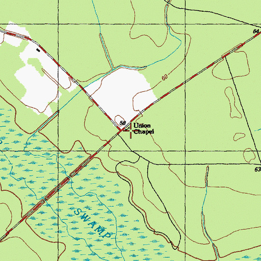 Topographic Map of Union Chapel, NC