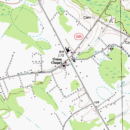 Topographic Map of Union Chapel, NC