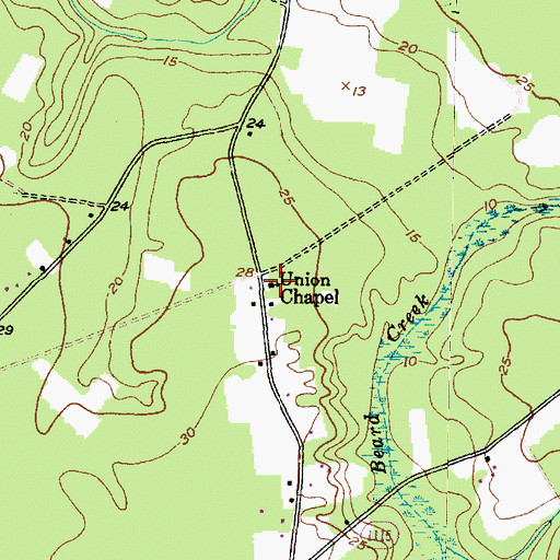Topographic Map of Union Chapel, NC