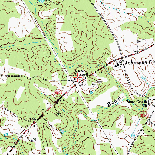 Topographic Map of Union Chapel, NC