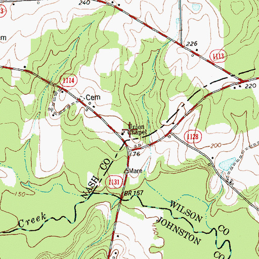 Topographic Map of Union Chapel, NC