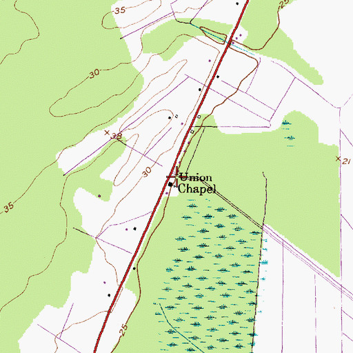 Topographic Map of Union Chapel, NC