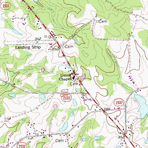 Topographic Map of Union Chapel, NC