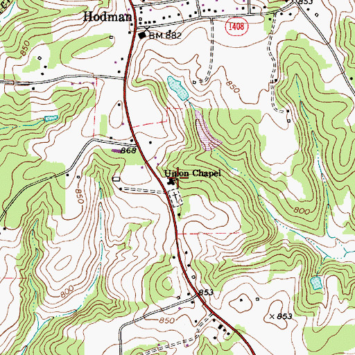Topographic Map of Union Chapel, NC