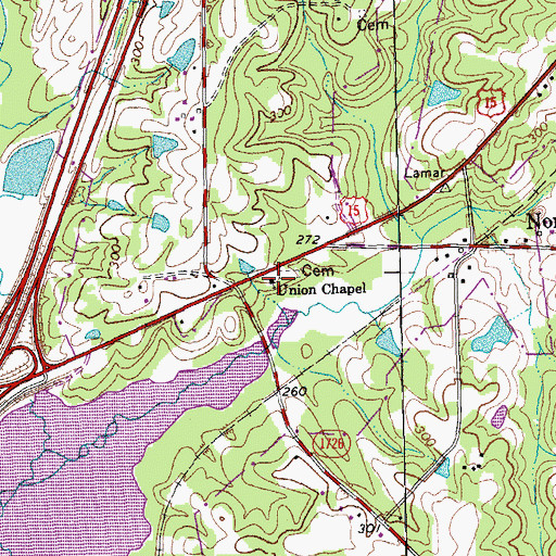 Topographic Map of Union Chapel, NC