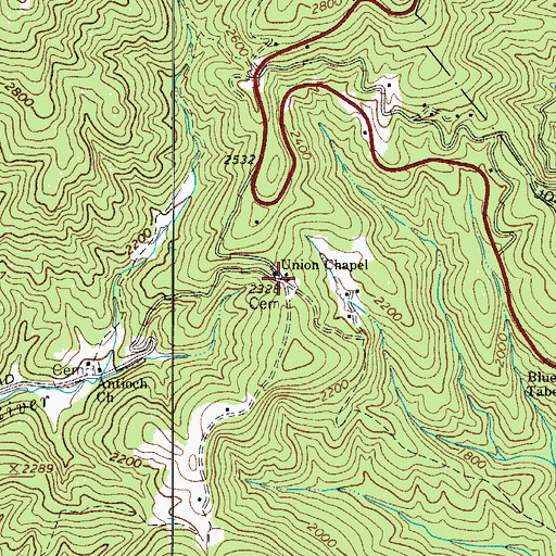 Topographic Map of Union Chapel, NC