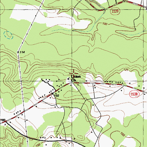 Topographic Map of Union Church, NC