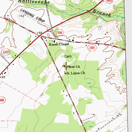 Topographic Map of Union Church, NC