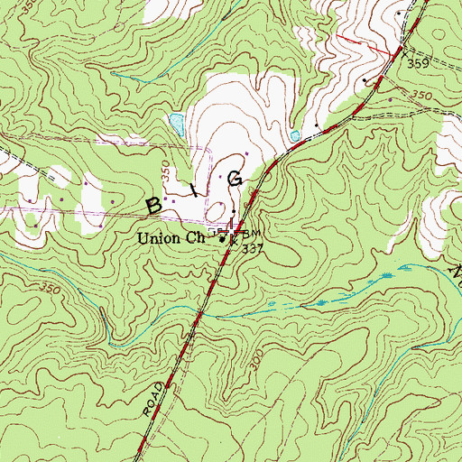 Topographic Map of Union Church, NC