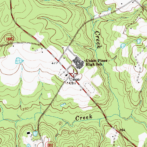 Topographic Map of Union Church, NC