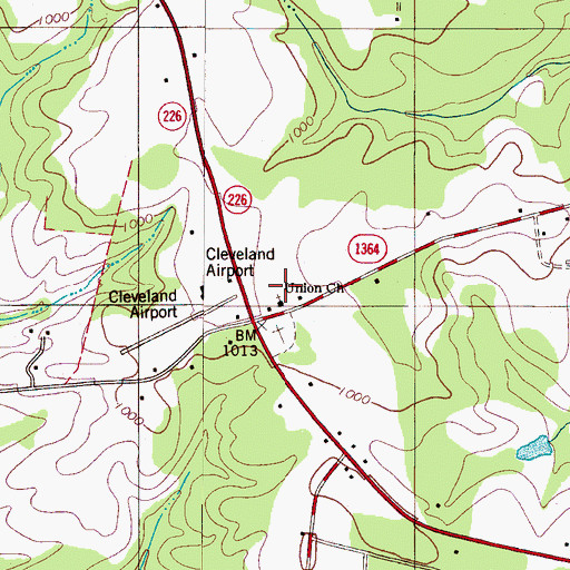 Topographic Map of Union Church, NC