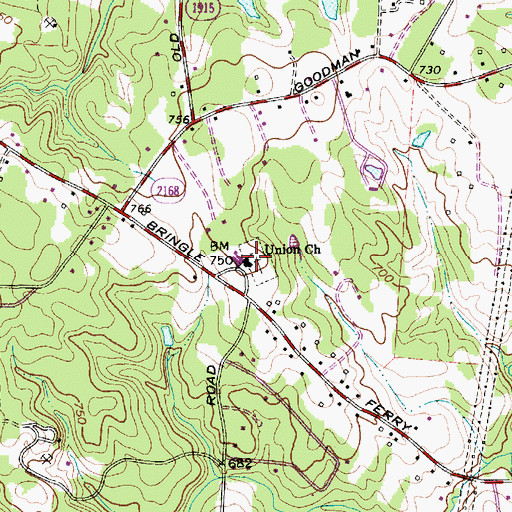 Topographic Map of Union Church, NC