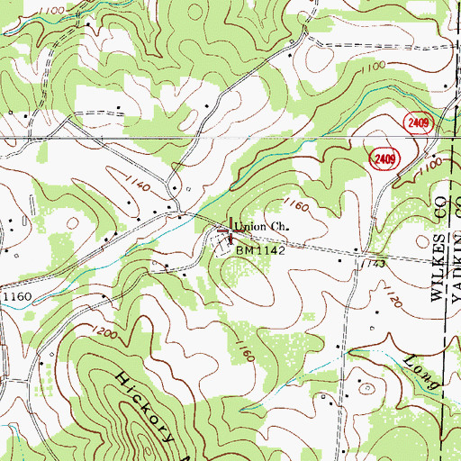 Topographic Map of Union Church, NC