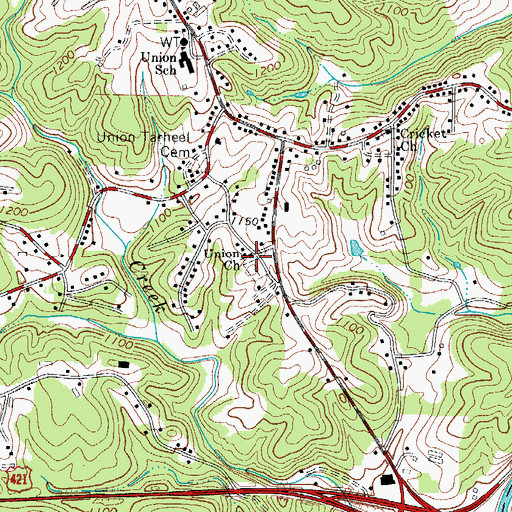 Topographic Map of Union Church, NC
