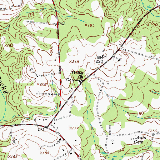 Topographic Map of Union Church, NC