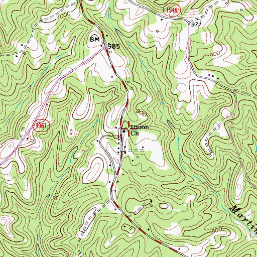 Topographic Map of Union Church, NC