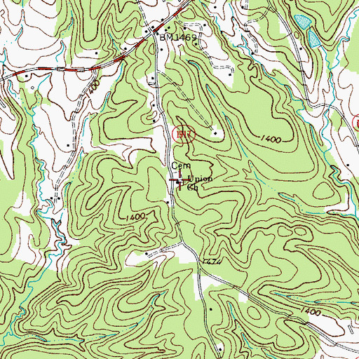 Topographic Map of Union Church, NC