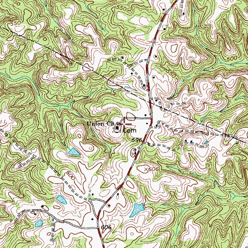 Topographic Map of Union Church, NC