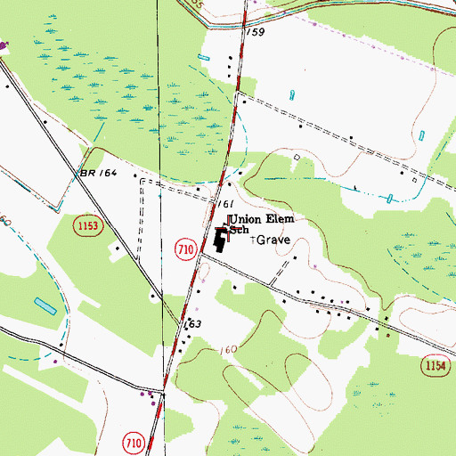 Topographic Map of Union Elementary School, NC