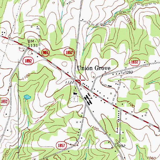 Topographic Map of Union Grove, NC