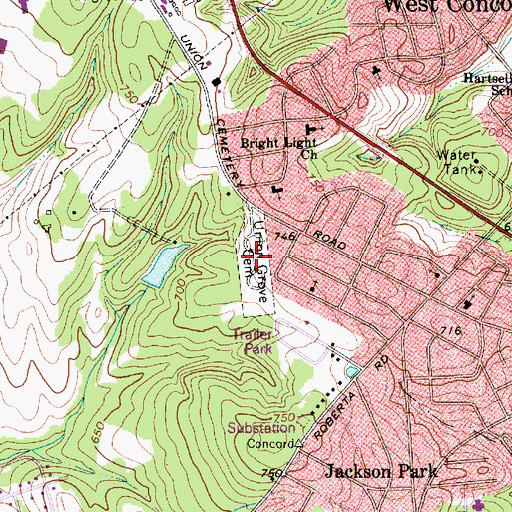 Topographic Map of Union Grove Cemetery, NC
