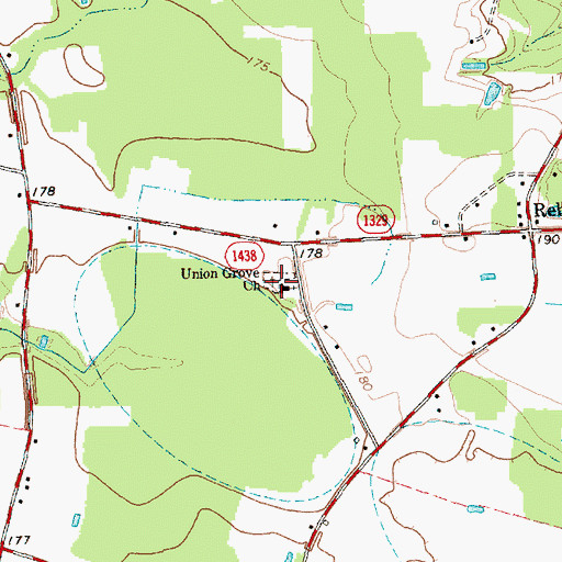 Topographic Map of Union Grove Church, NC