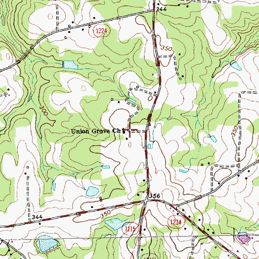 Topographic Map of Union Grove Church, NC