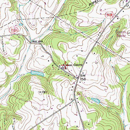 Topographic Map of Union Grove Church, NC