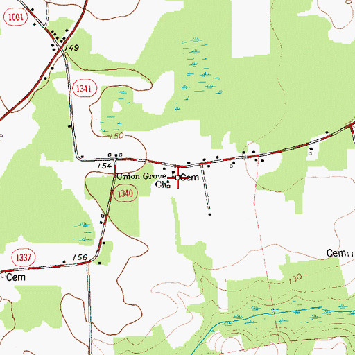 Topographic Map of Union Grove Church, NC