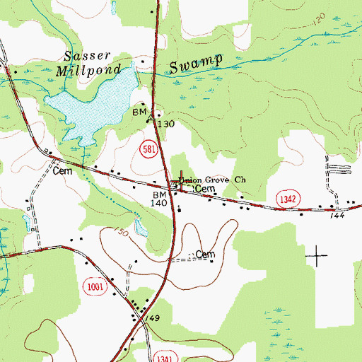 Topographic Map of Union Grove Church, NC