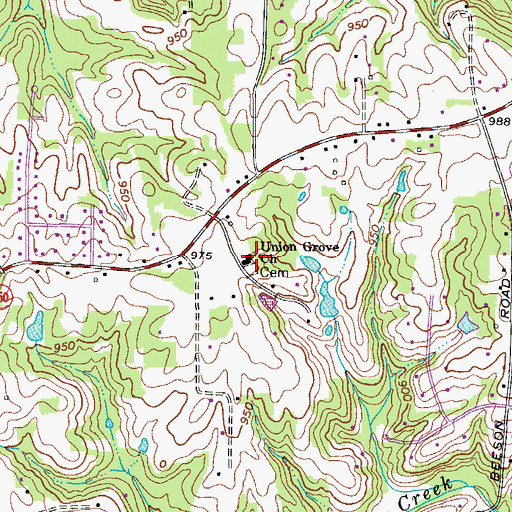 Topographic Map of Union Grove Church, NC