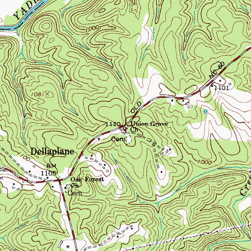 Topographic Map of Union Grove Church, NC