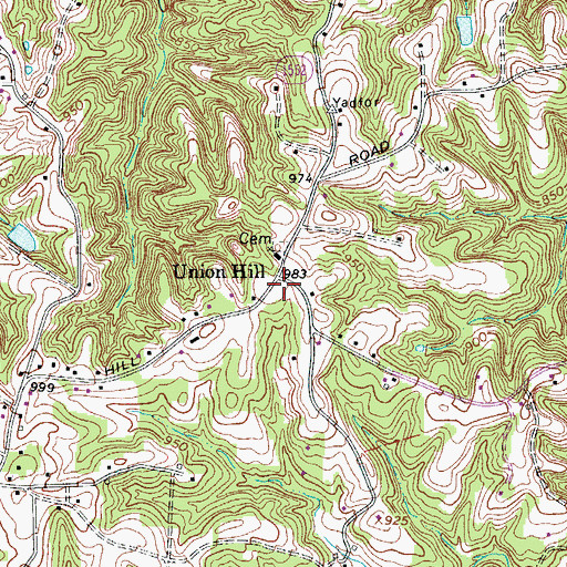 Topographic Map of Union Hill, NC