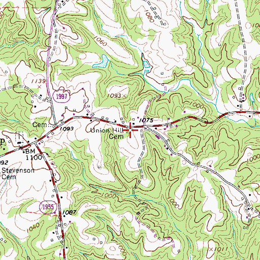 Topographic Map of Union Hill Cemetery, NC