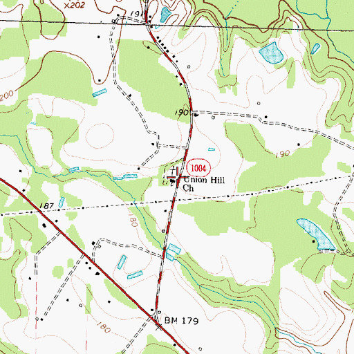 Topographic Map of Union Hill Church, NC