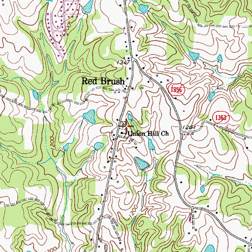 Topographic Map of Union Hill Church, NC