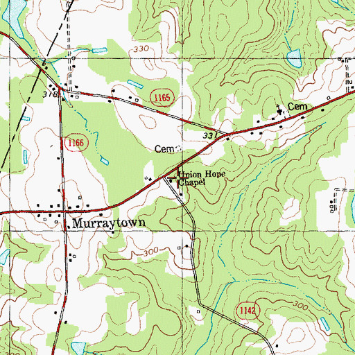Topographic Map of Union Hope Chapel, NC