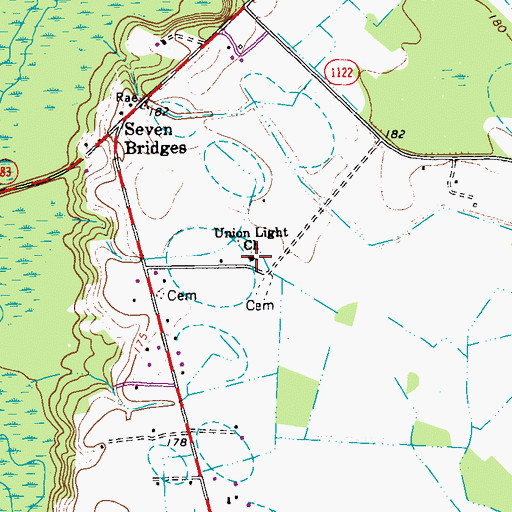 Topographic Map of Union Light Church, NC