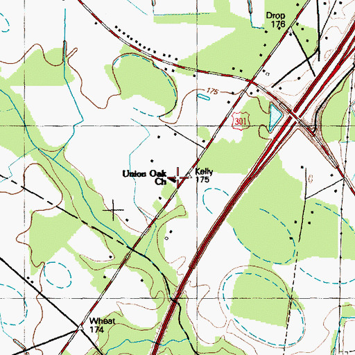 Topographic Map of Union Oak Church, NC