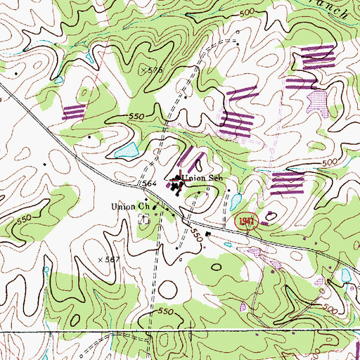 Topographic Map of Union School, NC