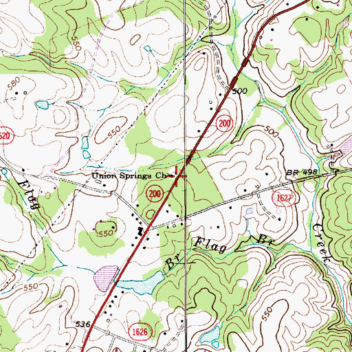 Topographic Map of Union Springs Church, NC