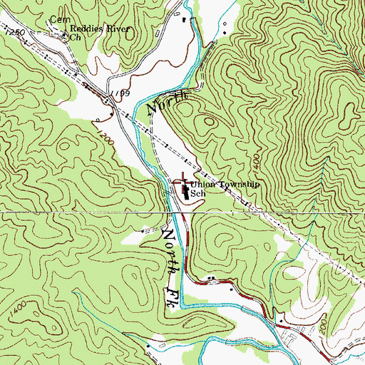 Topographic Map of Union Township School, NC