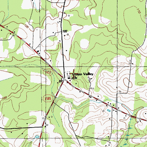 Topographic Map of Union Valley Church, NC